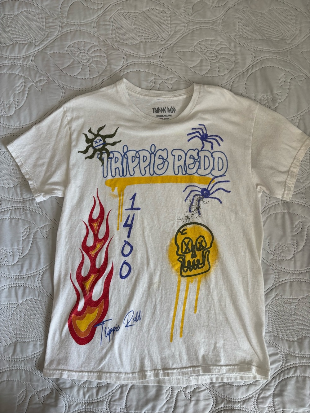 Kids' Short Sleeve Graphic Tee in White with Multicolor Print